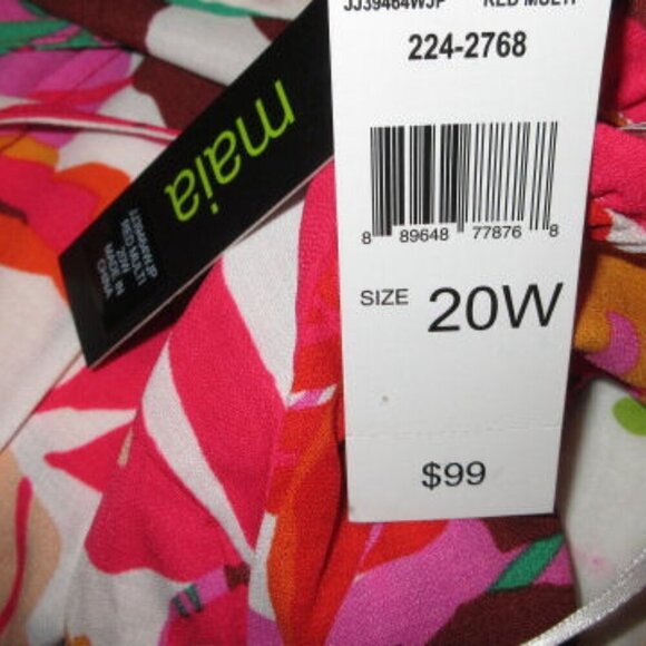 Maia FLORAL Dress Size 20W SHIFT Flutter TIERED Babydoll RUFFLE Pintuck HAWAIIAN - Picture 7 of 12